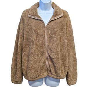 Shein Jacket Faux Fur Fuzzy Full Zip Up Top Warm Cozy Jacket Women's Size Large